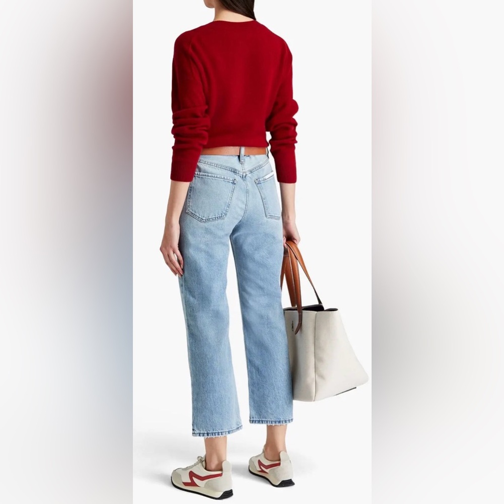 FRAME Le Jane Crop Jeans Size 32 Clear Blue High Rise Straight Leg - Picture 2 of 4